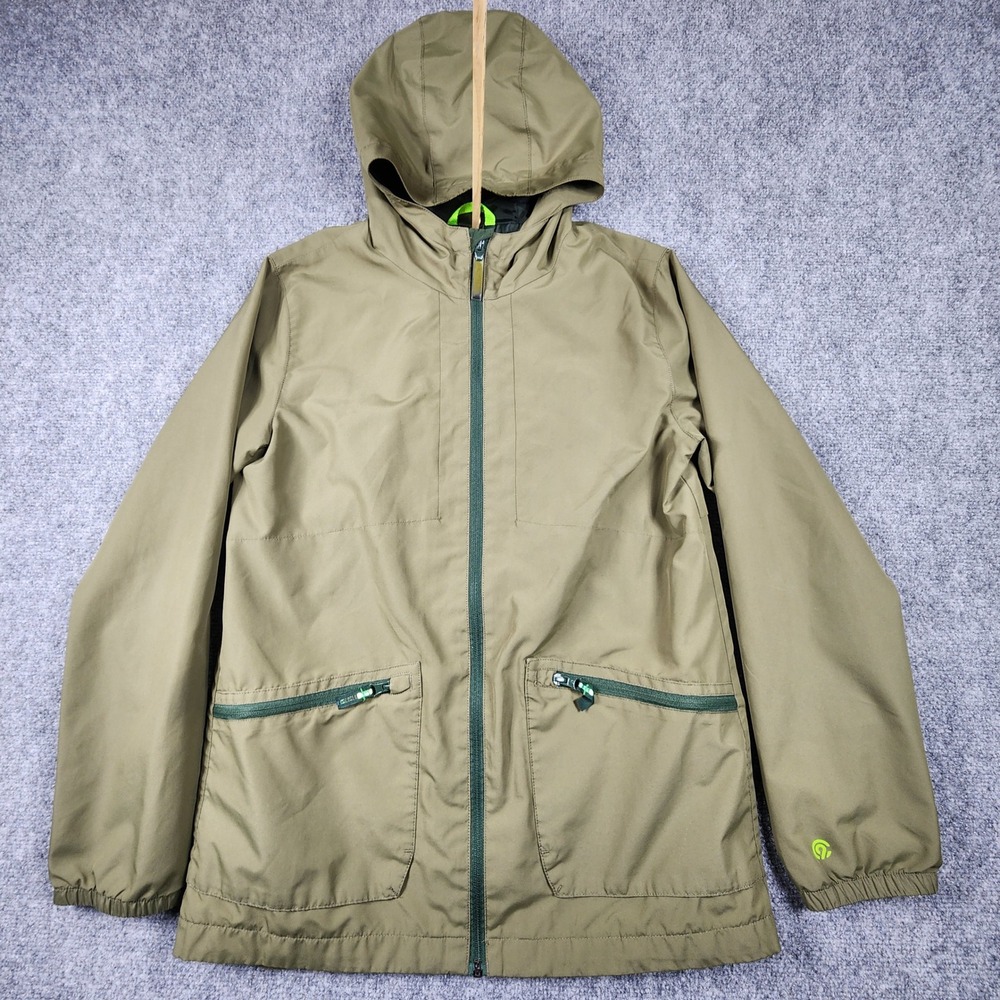Champion C9‎ Boys Olive Green Hooded Windbreaker Jacket Size L 12-14 Full Zip